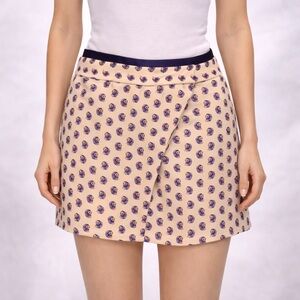 RACHEL Rachel Roy Cream Mini Skirt with Purple Waistband and Multicolor Motif